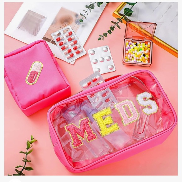 Hillban 2 Stück Schwester Geschenke – Chenille Brief-Taschen Als Make-up Organizer, Transparent & Wasserdicht, In 2 Größen (40x30 Cm & 12x16 Cm)